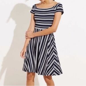 LOFT Striped Navy and White Dress